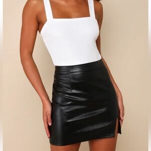 Corte Black Vegan Leather Mini Skirt
